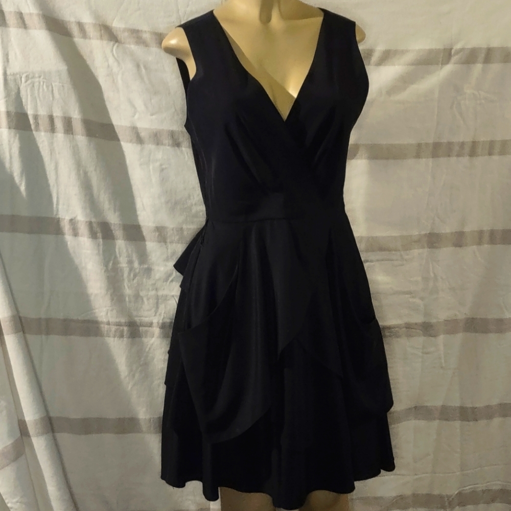 DKNY Sz S Empire waist dress Asymetrical layered hem sleeveless